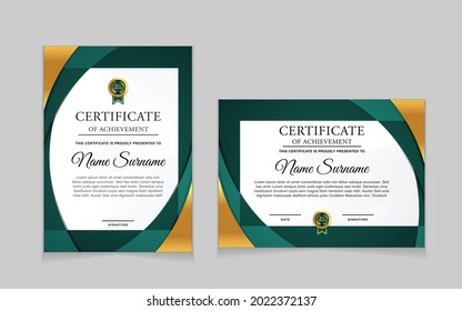 Set certificate of achievement border design templates with elements of luxury gold badges and modern line patterns. vector graphic print layout can use For award, appreciation, education