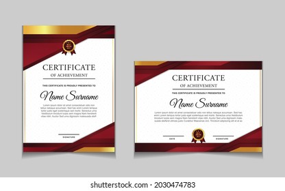 Set of certificate of achievement border design templates with elements of  luxury gold badges and modern line patterns. vector graphic print layout can use For award, appreciation, education