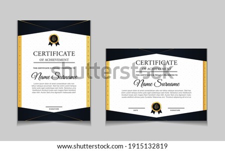 Set of certificate of achievement border design templates with elements of  luxury gold badges and modern line patterns. vector graphic print layout can use For award, appreciation, education