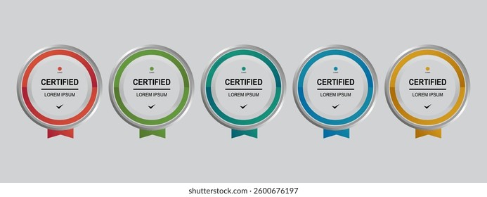 Set certificate badge circle or rounded template vector editable
