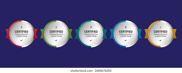 Set certificate badge circle or rounded template vector editable