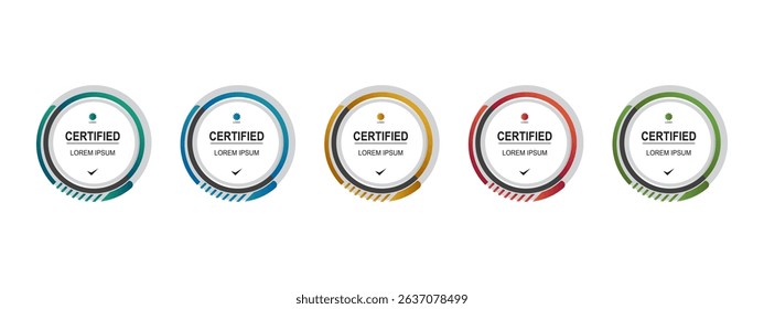 Set certificate badge circle or rounded vector editable	
