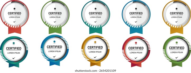 Set certificate badge circle or rounded modern template vector editable	