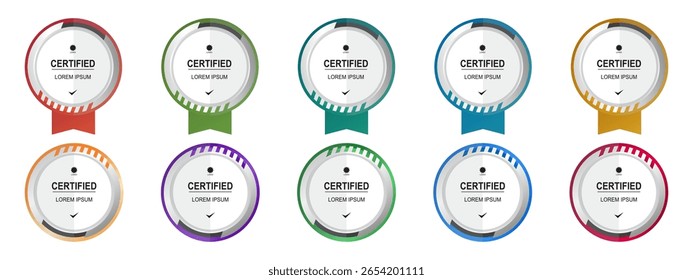 Círculo de la insignia del certificado o Vector moderno redondeado de la Plantilla editable	