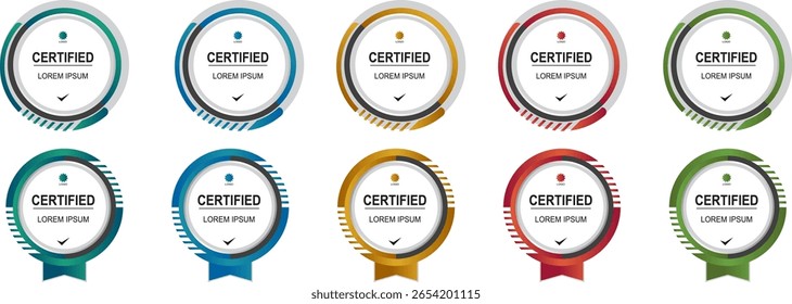 Set certificate badge circle or rounded modern template vector editable	