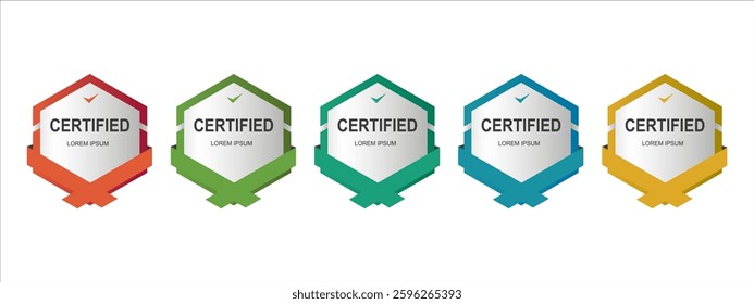 Set certificate badge hexagon template vector illustration