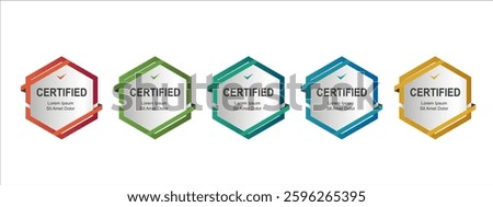 Set certificate badge hexagon template vector illustration