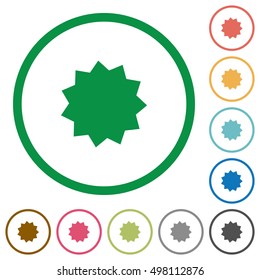 Set of certificate color round outlined flat icons on white background