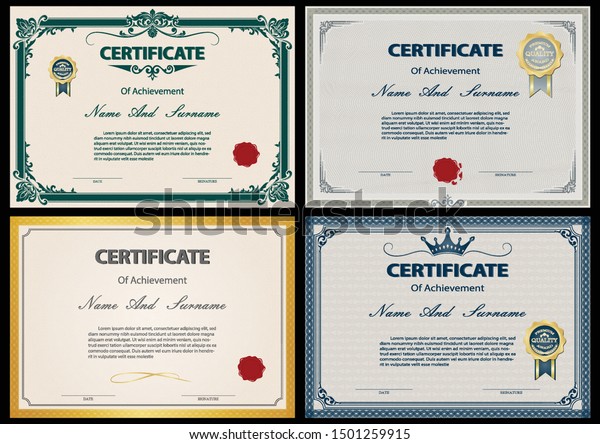 Set Certificate Diploma Vintage Style Design Stock Vector Royalty Free 1501259915 Shutterstock 6956