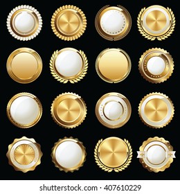 Set of Certificate Gold and White Seals and Badges