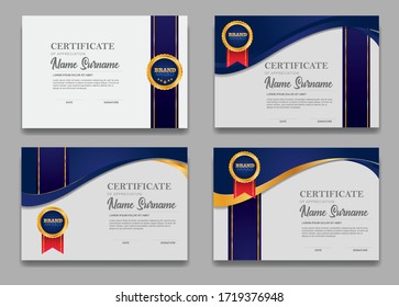 Set certificate template design. Diploma of modern design or gift certificate. Vector illustration.