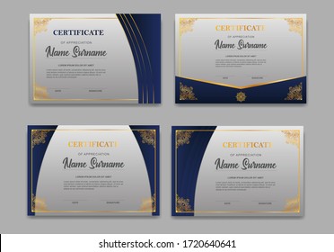 Set certificate template design. Diploma of modern design or gift certificate. Vector illustration.
