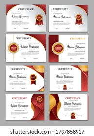 Set certificate template design. Diploma of modern design or gift certificate. Vector illustration.