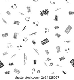 Set Certificate template, Headphones, Computer and Fountain pen nib on seamless pattern. Vector