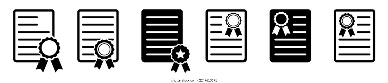 Conjunto de iconos vectoriales de certificados. Icono del diploma sobre fondo blanco. Vector 10 Eps.