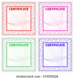 A set of certificates for Valentine's day. Vector illustration for graphic design