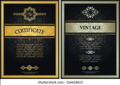 Set of certificates. Vintage frame on a seamless background. Can be used as diploma    