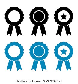 Set of Certification seal award icon, ribbon web stamp symbol, label vector illustration .
