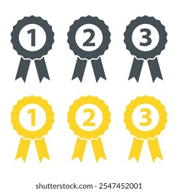 Set of Certification seal award icon, ribbon web stamp symbol, label vector illustration .