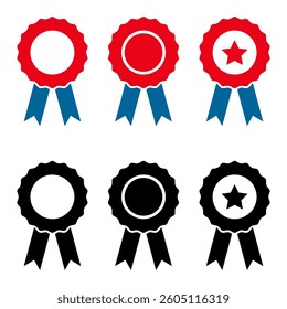 Set of Certification seal award icon, ribbon web stamp symbol, label vector illustration .