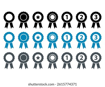 Set of Certification seal award icon, ribbon web stamp symbol, label vector illustration .
