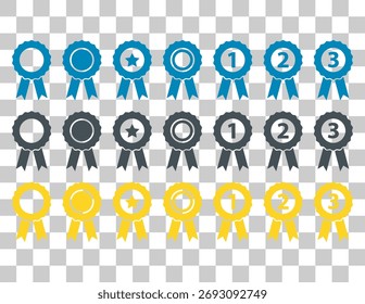 Set of Certification seal award icon, ribbon web stamp symbol, label vector illustration .