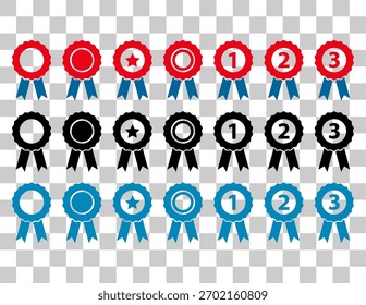 Set of Certification seal award icon, ribbon web stamp symbol, label vector illustration .