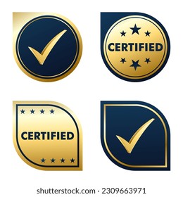 Juego de distintivos de sello de certificación y etiquetas símbolo del sistema de gestión de calidad