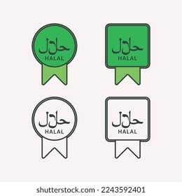 set of certified halal label simple design 