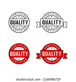Set of Certified quality business label stamp logo design