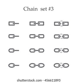Set of chain links isolated on white background