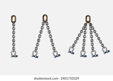 A set of chain slings. Vector graphics.