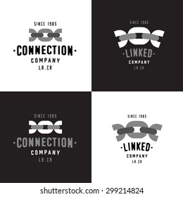 Set of Chain Symbol Badges. Conveys such abstract ideas as Connection, Teamwork, Relation, Union, Interaction, Cooperation, Mutual aid, Order and Sequence, Consistency, Integration, Supply Chain etc.