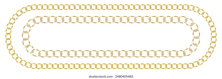 Set of chain vector icons on white background. Black long chain. Vector 10 Eps.