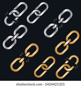 Set of chains glyph. Set of chains vector