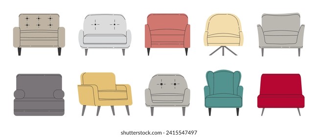 Set of chair. Collection trendy chair in flat style. Vector illustration on white background