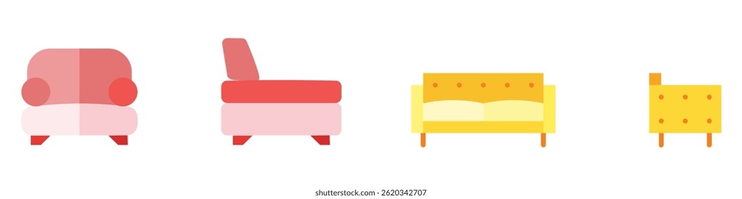 Set of chair icon in flat style