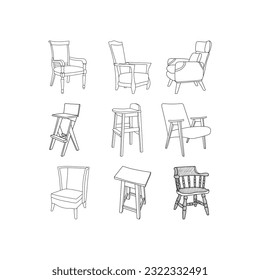 Set Chair icon furniture design template, logo collection inspiration design template