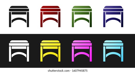 Set Chair icon isolated on black and white background.  Vector Illustration