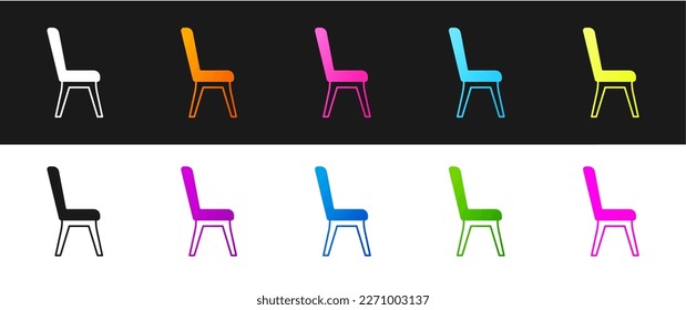 Set Chair icon isolated on black and white background.  Vector