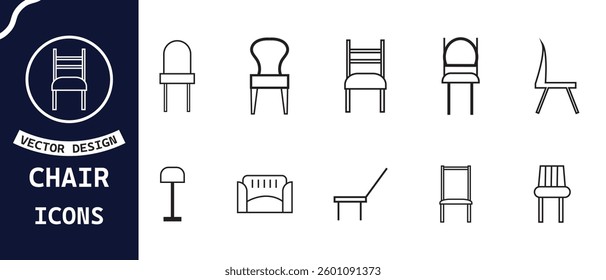 set of chair icon on white background.