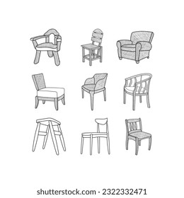 Set Chair simple icon design illustration template vector, suitable for your company