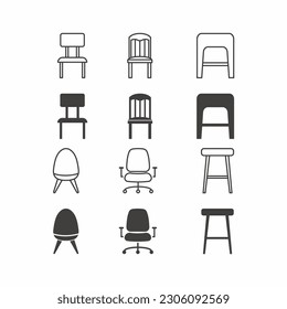 set of chair vector icon