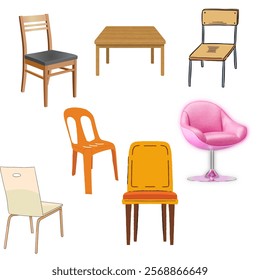 Set of chairs , animated room furniture eps 