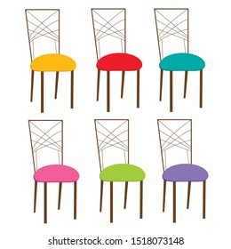 set chairs of different colors isolated on white background