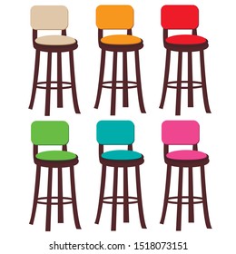 set chairs of different colors isolated on white background