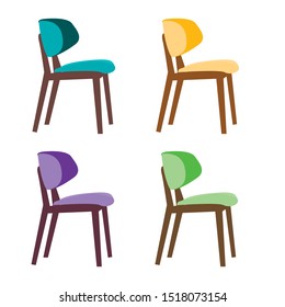 set chairs of different colors isolated on white background