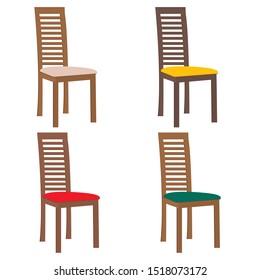 set chairs of different colors isolated on white background