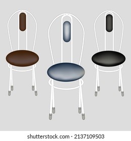 A set of chairs isolated on a gray background. The illustration is performed using a mesh tool.
