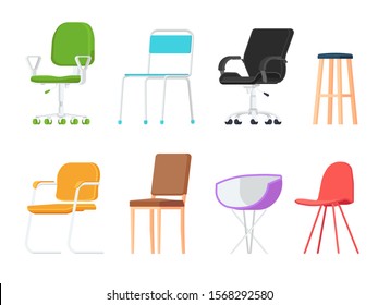 Set of chairs isolated on white background